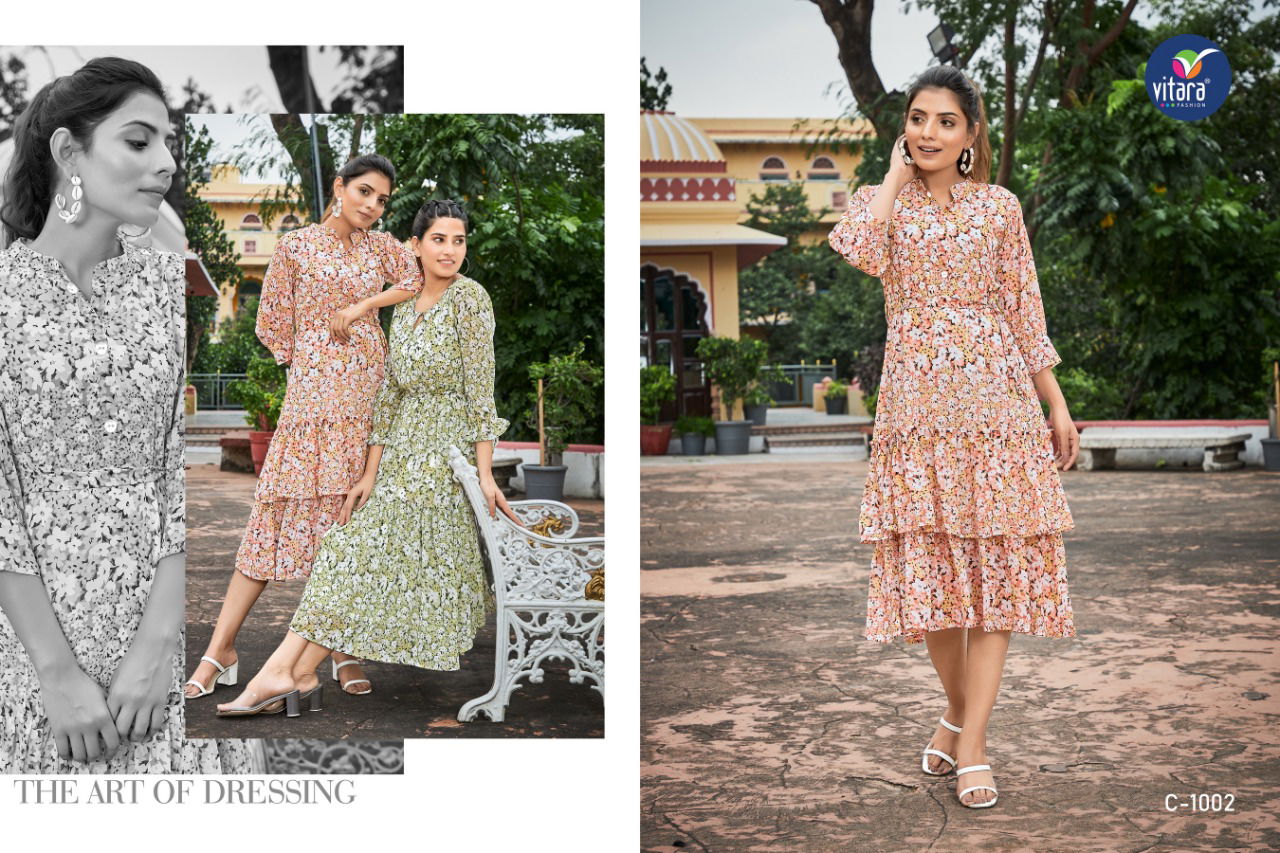 Vitara Clinton Fancy Wear Georgette Wholesale Kurti Collection 